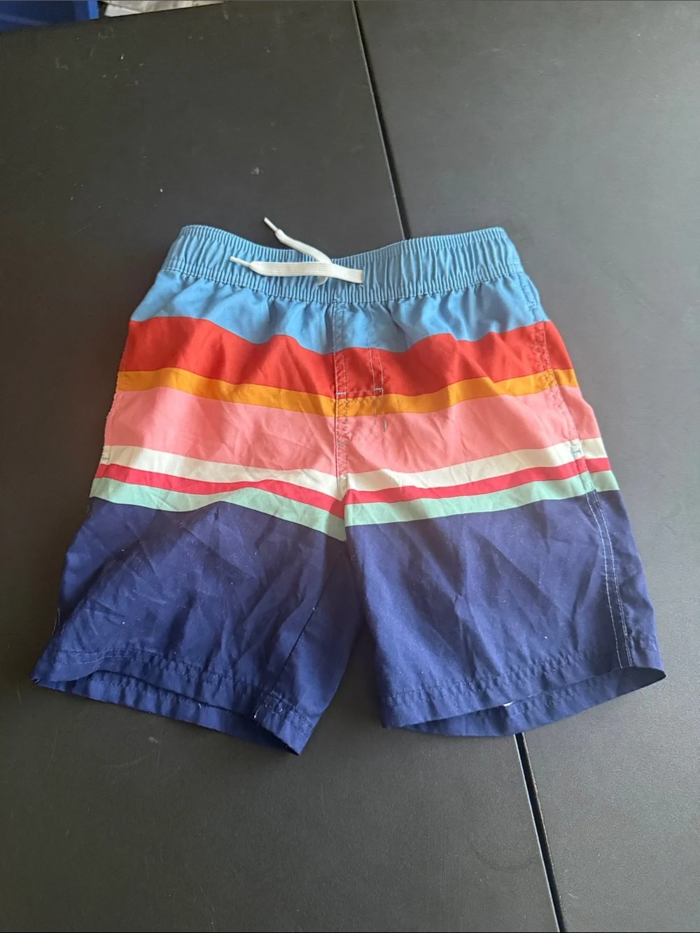 Cat & Jack Boys' Blue, Red & Pink Striped Swim Trunks